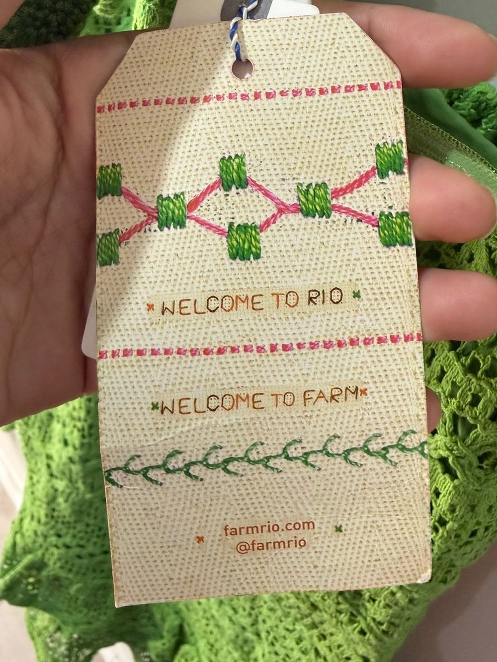 Farm Rio for Anthropologie Green Crochet Floral Halter Mini Dress Size M NWT - Picture 3 of 15